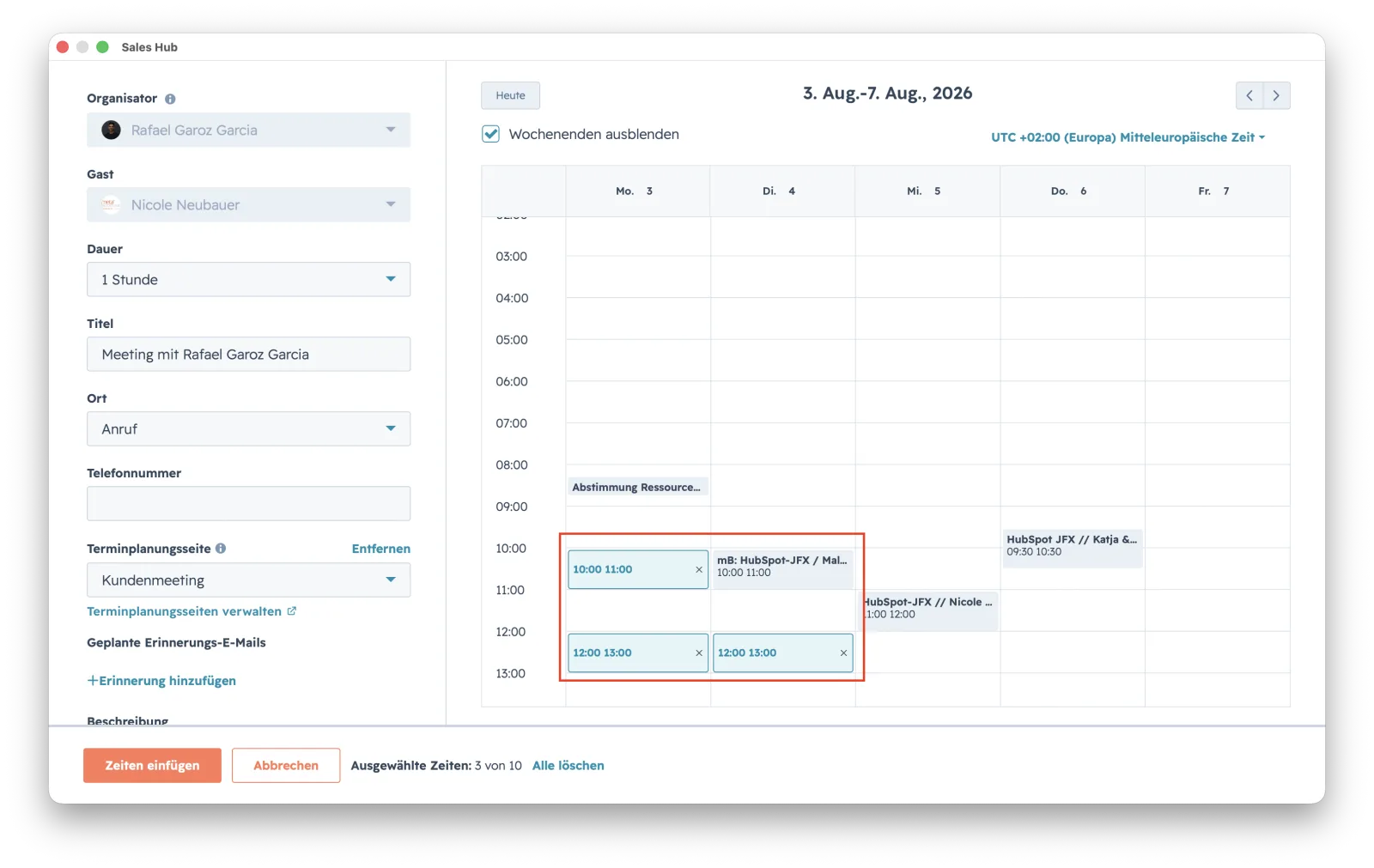 Add-in-Panel: Auswahl konkreter Zeitfenster aus dem eigenen Kalender